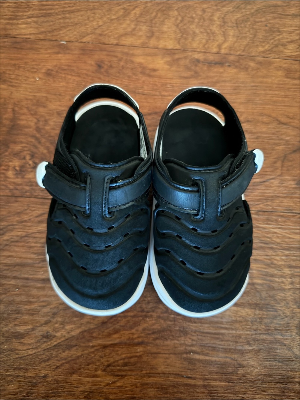 adidas Kids Black and White Water Shoes with Hook Strap